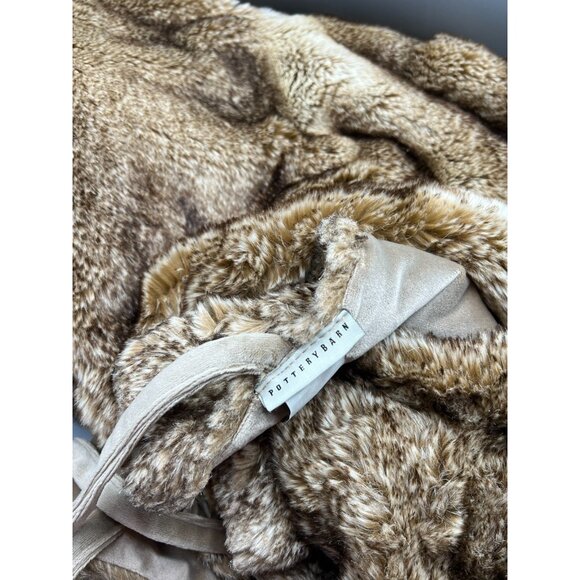 Pottery Barn Luxe Faux Fur 60" Christmas Tree Skirt Brown Tan Nature Forest Soft - Picture 7 of 8